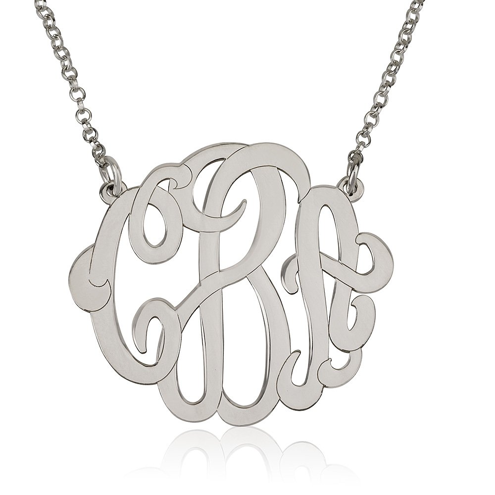 Monogram Necklace – Personalized Monogrammed Jewelry, Sterling Silver, Bridesmaids Gift, Initials Pendant