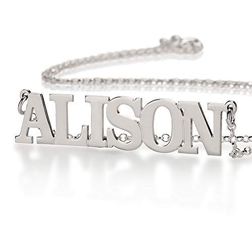 Custom All Upper Case Name Necklace Any Personalized Name, 925 Sterling Silver Rose Gold Nameplate Jewelry