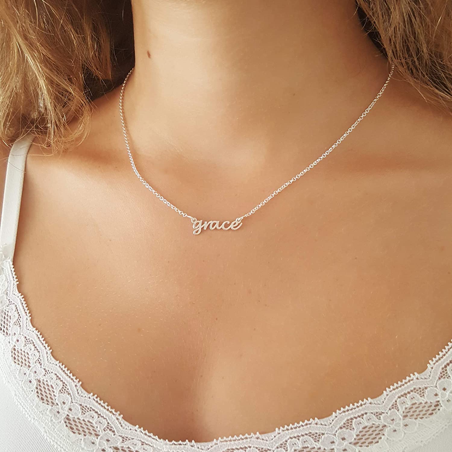 Custom Made Tiny Name Necklace, Any Personalized Name Sterling Silver