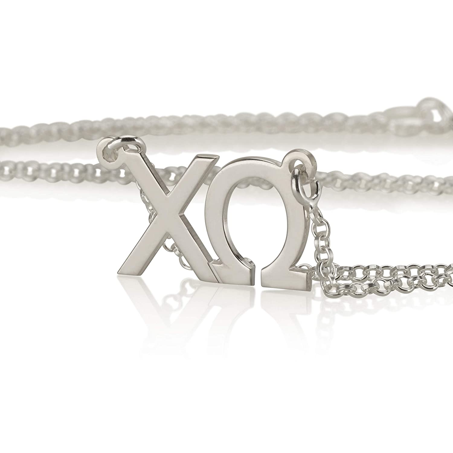 Chi Omega Necklace 925 Sterling Silver, Personalized Sorority Jewelry Gifts