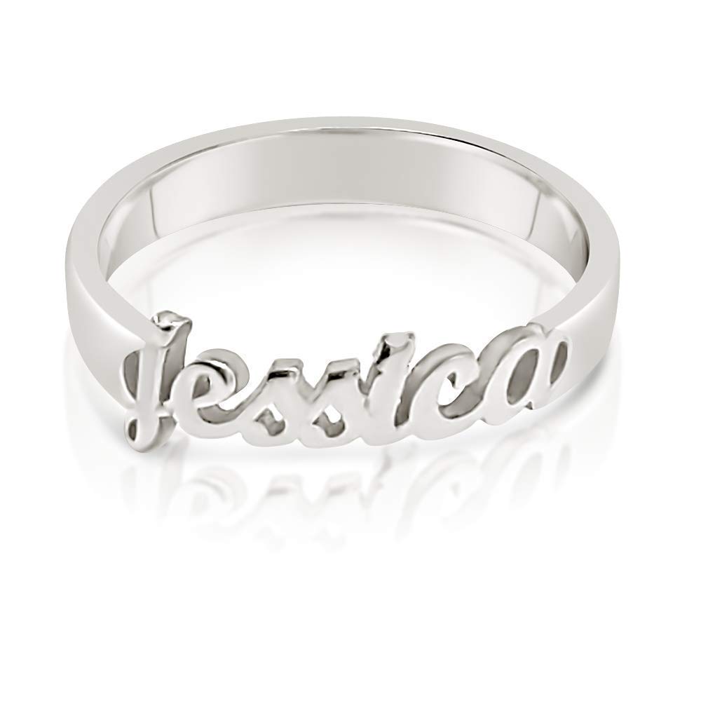 Personalized Tiny Name Ring in Sterling Silver, Stackable Delicate Jewelry R68