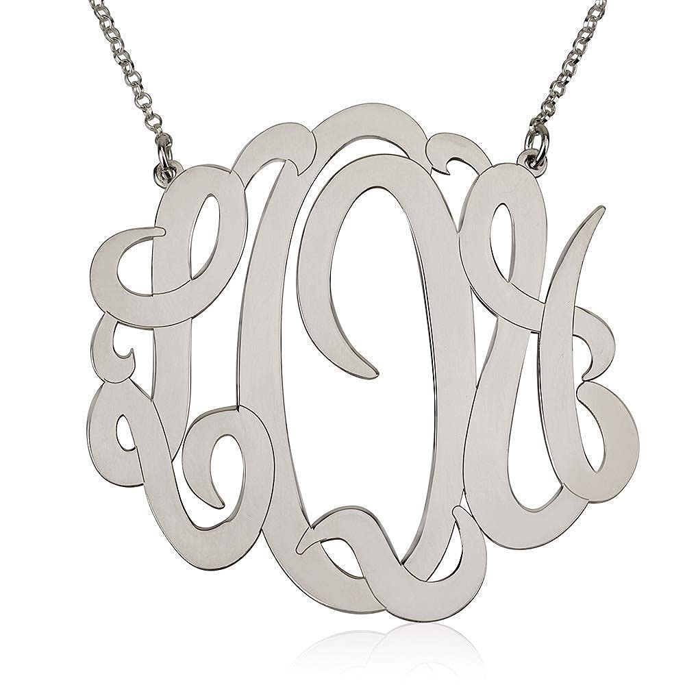 XXL Statement Monogram necklace - Large Personalized Jewelry - 925 Sterling Silver, Gold or Rose